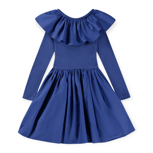 Molo Cille l/s Ruffle Dress ~ Twilight Blue
