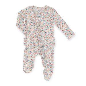 Angel Dear 2 Way Ruffle Zipper Footie ~ Dainty Floral