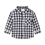 Carrement Beau Button Down Flannel Shirt ~ Black/White Check