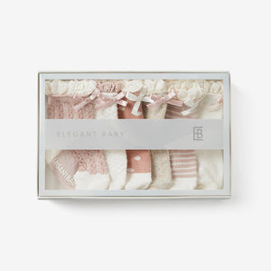 Elegant Baby Non Slip Socks 6 Pack ~ Fancy Pink