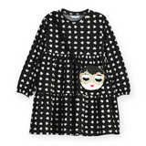 Mayoral Girls Heart Print Dress w/ Girl Bag ~ Black