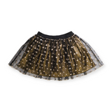 Imoga Ariana Embellished Jersey Bow Tee & Mesh Skirt Set 7-12 ~ Black/Gold