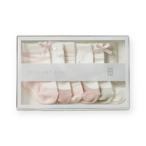 Elegant Baby Non Slip Maryjane Socks 6 Pack ~ Pink