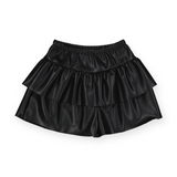 Mayoral Girls Faux Leather Ruffle Skirt 7-12 ~ Black