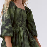 Molo Cherisa Puff Sleeve Dress ~ Moss Tie Dye