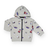 Mayoral Baby Boy Space l/s Tee , Hoodie & Sweatpants Set ~ White/Grey/Navy