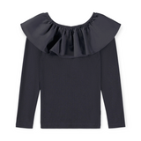 Molo Renate l/s Ruffle Top 7-12 ~ Purple Black