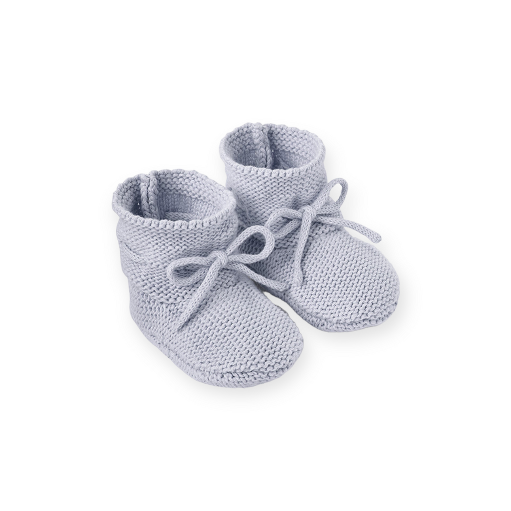 Elegant Baby Garter Knit Booties ~ Pale Blue