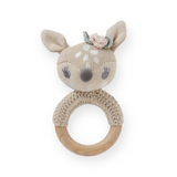 Elegant Baby Wooden Ring Rattle ~ Fawn