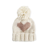 The Blueberry Hill Heart Knit Baby Hat ~ Cream/Blush