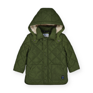 Mayoral Baby Boy Quilted Rhombus Jacket w/ Hood ~ Bayleaf