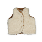 Bean's Barcelona Reversible Polar Vest ~ Ecru/Walnut