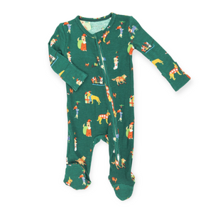 Angel Dear 2 Way Zipper Thermal Footie ~ Doggie Christmas Green