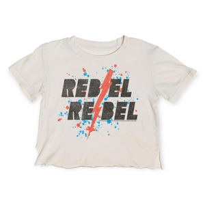 Rowdy Sprout Rebel Rebel Not Quite Crop s/s Tee ~ Dirty White