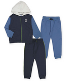 Mayoral Boys Zip Hoodie & Sweatpants 3pc Set ~ Deep Blue