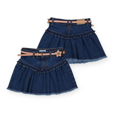 Mayoral Girls Denim Skirt w/ Belt ~ Medium Wash