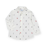 Mayoral Baby Boy Printed Button Down Shirt ~ Winter Dogs/White