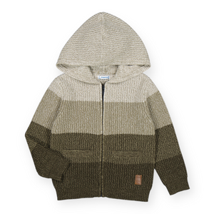 Mayoral Boys Colorblock Knit Zip Hoodie ~ Dill