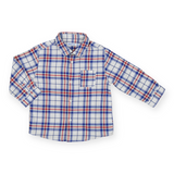 Mayoral Baby Boy Check Button Down Shirt ~ Red/Blue