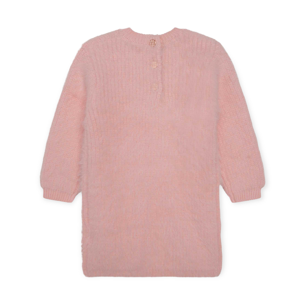 Carrement Beau Fuzzy Knit Dress w/ Heart Patch ~ Pale Pink
