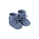 Elegant Baby Garter Knit Booties ~ Slate Blue