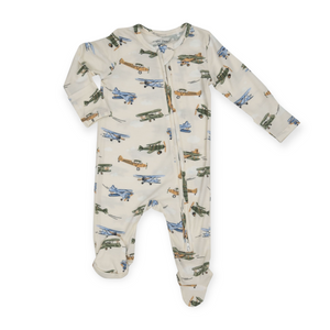 Angel Dear 2 Way Zipper Footie ~ Vintage Airplane