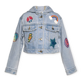 Hannah Banana Vintage Wash Denim Jacket w/ Patches ~ Stonewashed