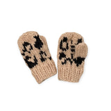 The Blueberry Hill Cheetah Knit Baby Mittens ~ Latte/Black