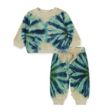 Molo Baby Dear Velour Sweatshirt & Simeon Sweatpants Set ~ Tie Dye Blues