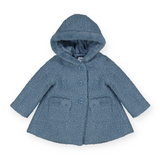 Mayoral Baby Girl Hooded Shearling Coat ~ Bluebell