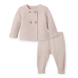 Elegant Baby Knit Cardigan & Pants Set ~ Pink