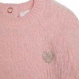 Carrement Beau Fuzzy Knit Dress w/ Heart Patch ~ Pale Pink