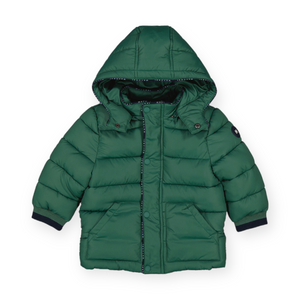 Mayoral Baby Boy Hooded Puffer Coat w/ Logo Detail ~ Green