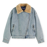 Scotch & Soda Girls Teddy Lined Denim Biker Jacket ~ Indigo