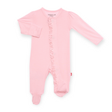 Magnetic Me Modal Solid Magnetic Ruffle Footie ~ Pink Dogwood