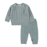 Molo Baby Bjork Cable Knit Sweater & Sedge Pants Set ~ Calm Green