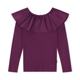 Molo Renate l/s Ruffle Top 7-12 ~ Purple Shadow