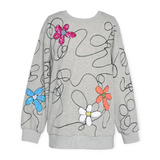 Hannah Banana Sequin Flowers & Squiggles Sweatshirt Tunic ~ Grey Multi