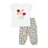 Mayoral Baby Girl T-Shirt w/ 3D Flowers & Pants Set ~ White/Floral