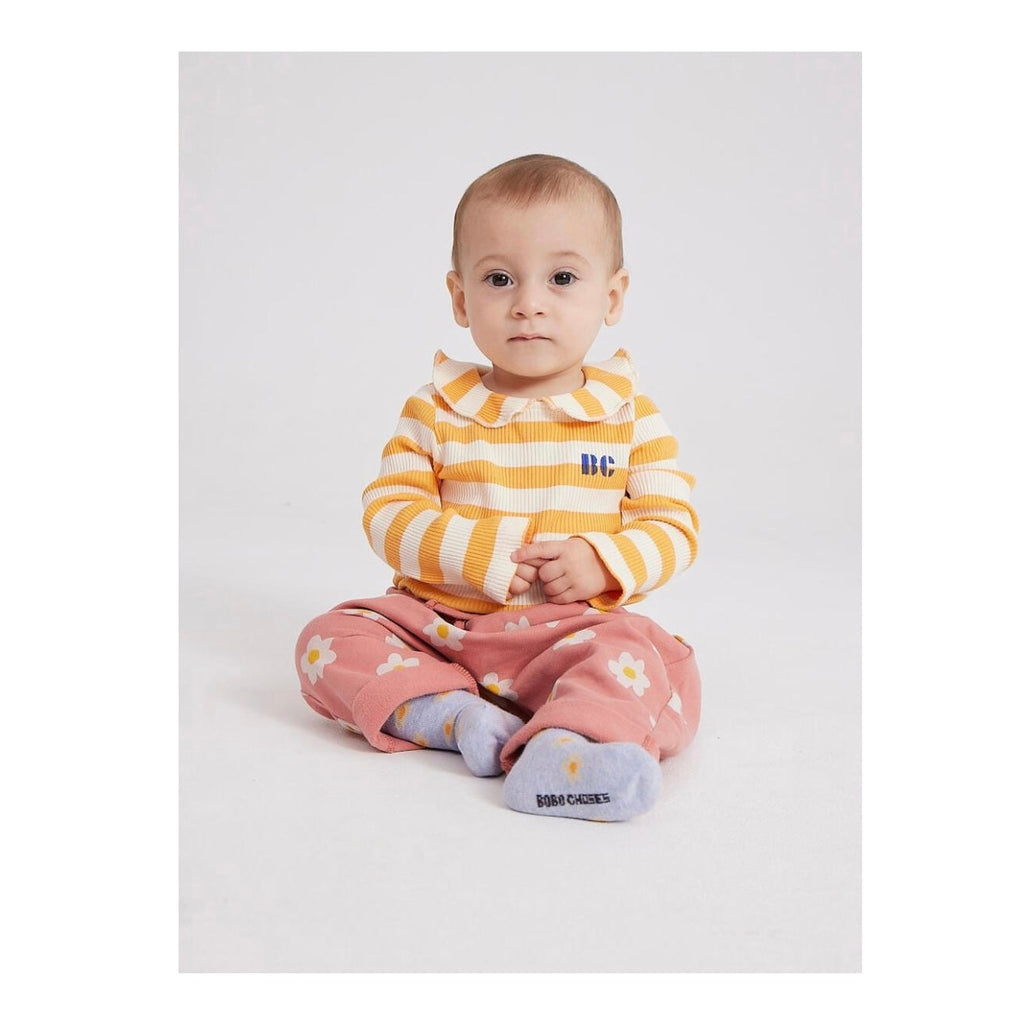 Bobo Choses Baby Printed Cardigan, Ribbed Top & Pants Set ~ Little Flower/Pink