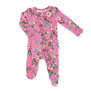 Angel Dear 2 Way Ruffle Zipper Footie ~ Dream Cottage Floral