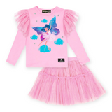 Rock Your Kid Tulle Frill Fairy Girl Tee & Tulle Skirt Set ~ Rose