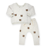 Oh Baby! Printed Boxy Sweatshirt & Sweatpants Set ~ Bears/Oatmeal Heather
