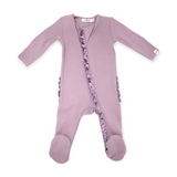 Oh Baby! Velvet Ruffle Zip Footie ~ Dusty Lavender