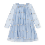 Stella McCartney Girls Glittery Hearts Tulle Dress ~ Blue