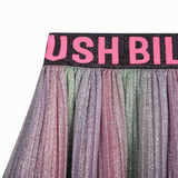 Billieblush l/s T-Shirt w/ Sequins & Metallic Pleated Skirt Set 7-12 ~ Ivory/Multi