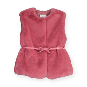 Mayoral Girls Belted Faux Fur Vest ~ Orchid