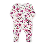 Coccoli Printed Zip Footie ~ Pink Flowers