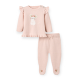 Elegant Baby Flutter Sleeve Knit Sweater & Footed Pants Set ~ Meadow Mouse