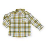 Mayoral Baby Boy Check Button Down Shirt ~ Yellow/Green